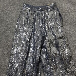 Vintage Saz II Jazz Dress‎ Pants Womens 6 Silver Sequin Straight Leg Lined Party